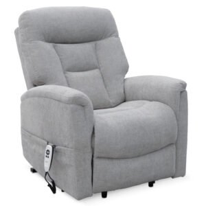 Corinthia Riser Recliner with Heat and Massage - Light Grey Chenille Fabric