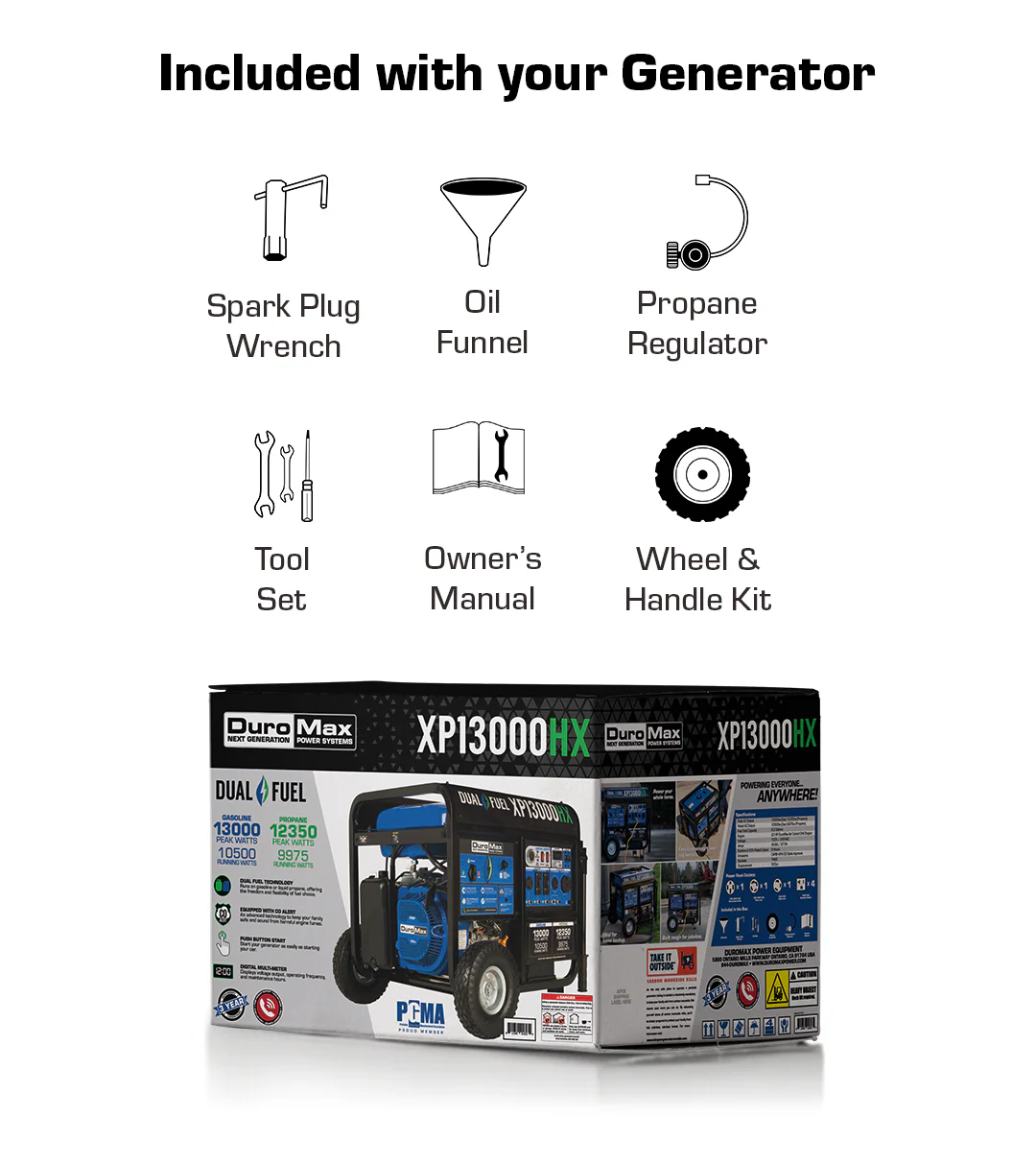 DuroMax XP13000HX 13,000 Watt Portable Dual Fuel Gas Propane CO Alert Generator - Image 15