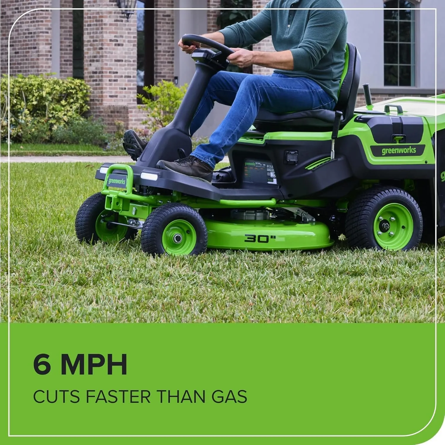 Greenworks 60V 30-Inch CrossoverT Electric Riding Lawn Tractor with (4) 8.0Ah Batteries - Image 6