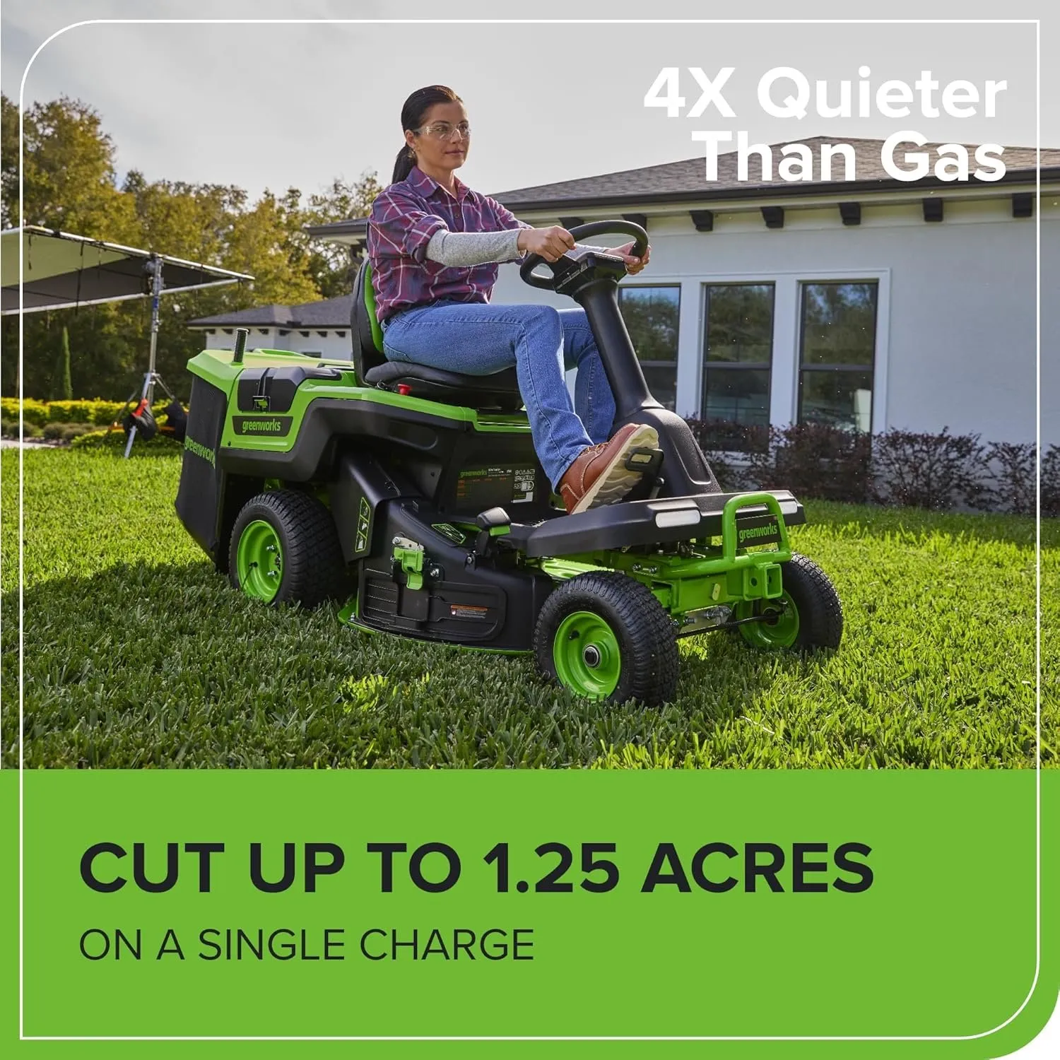 Greenworks 60V 30-Inch CrossoverT Electric Riding Lawn Tractor with (4) 8.0Ah Batteries - Image 7