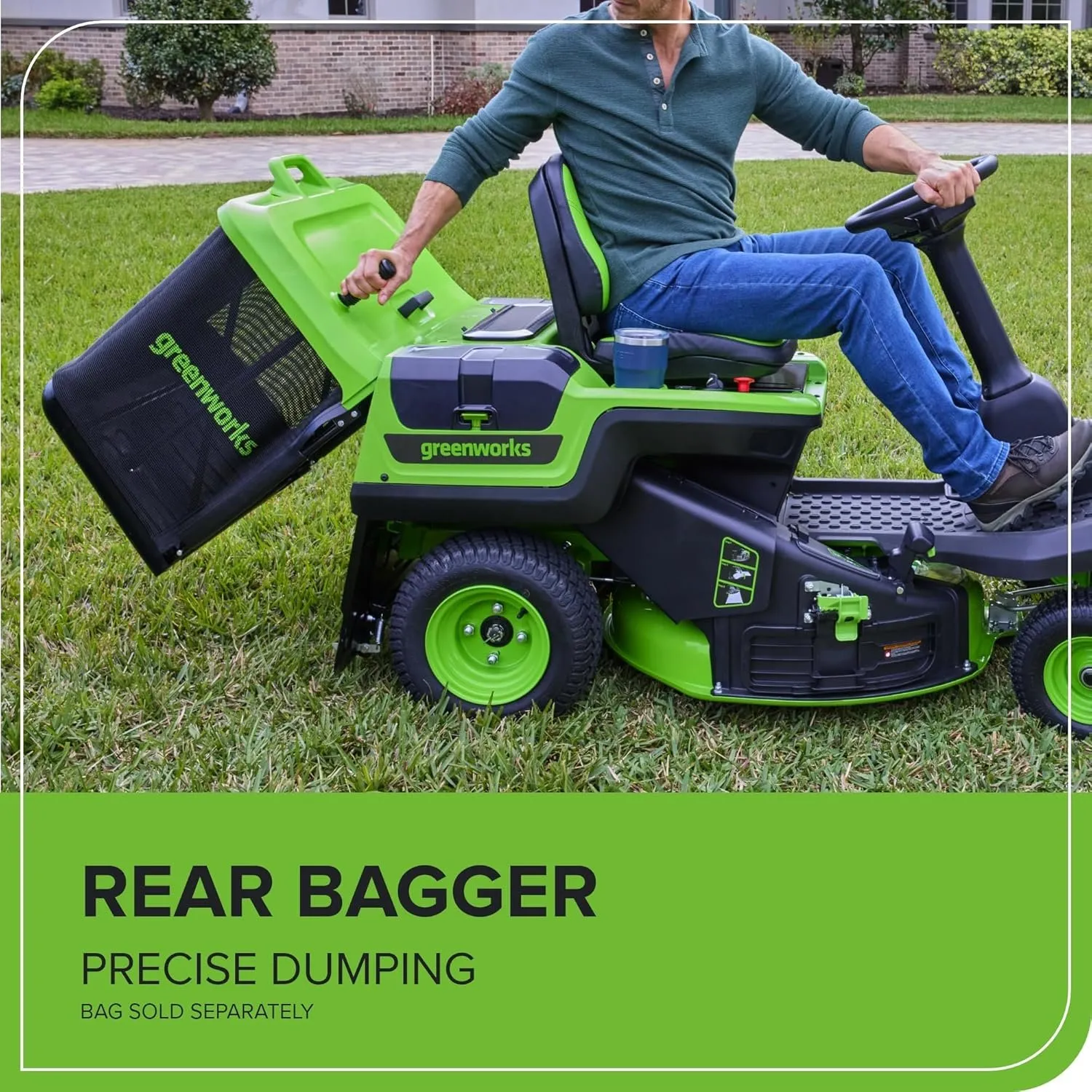 Greenworks 60V 30-Inch CrossoverT Electric Riding Lawn Tractor with (4) 8.0Ah Batteries - Image 8