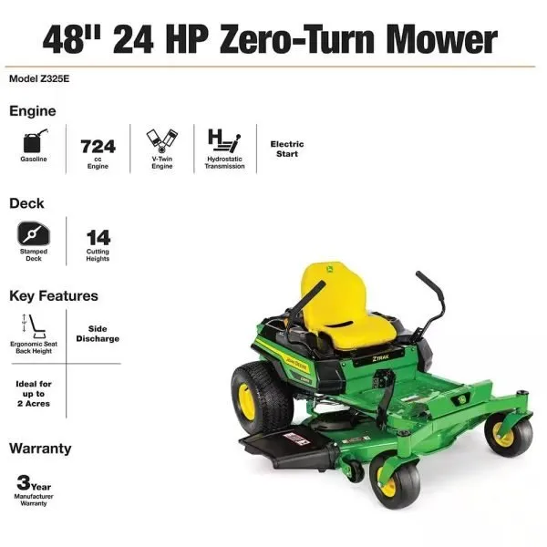 John Deere Z315E 42-Inch 20 HP Gas Dual Hydrostatic Zero-Turn Riding Mower - Image 2